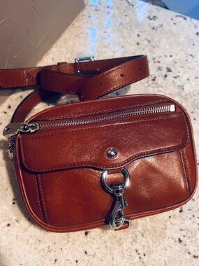 Brown Leather REBECCA MINKOFF Belt Bag ~ Adjustable Sizing 8x5.5x2"